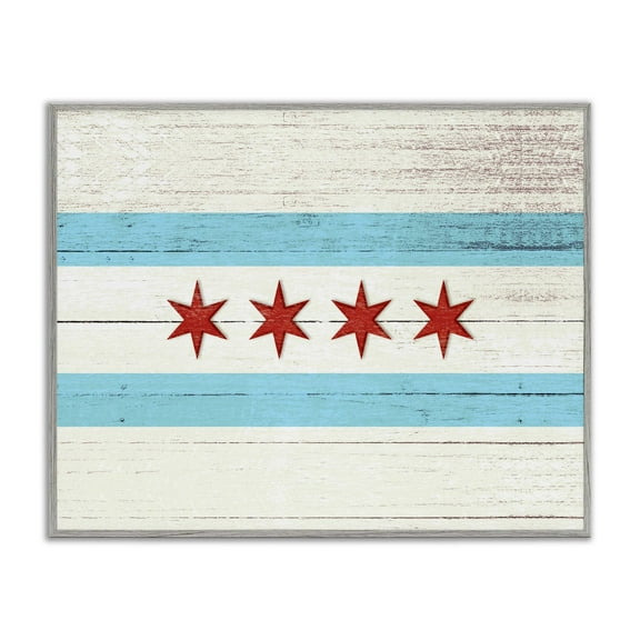 Stupell Industries Chicago Flag Distressed Wood Look , 24 x 30,Design by Daphne Polselli