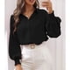 thumbnail image 2 of Camisa de mujer, camisa de manga abullonada, camisa de mujer de color puro, camisa de cuello vuelto, calidad superior, 2 of 8