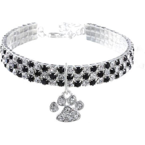 Pet Collar with Diamond, Elastic Heart Claw Pendant Wedding Cat and Dog Small Pet Jewelry