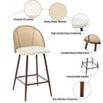 thumbnail image 3 of Soges 2pcs PU Leather Bar Stool with Rattan Back, Modern Counter Height Bar Stool with Footrest for Dining Room Kitchen, Beige Cushion, 3 of 6