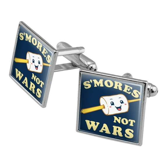 S'Mores Not Wars Funny Humor Square Cufflink Set - Silver or Gold