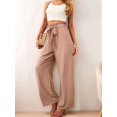 thumbnail image 5 of Women'S Wide Leg Pants with Pockets High Waist Adjustable Knot Loose Casual Trousers Business Work Pants Khaki XL, 5 of 6