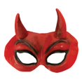 thumbnail image 1 of Devil Black Latex Half Mask, Red, 1 of 1