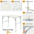 thumbnail image 3 of Ktaxon 3' Outdoor Portable Aluminum Camping Picnic Table, 2-Level Adjustable Height Metal Folding Dining Table,  Use for Camping Party Wedding Garden Commercial Entertaining Events, White, 3 of 9