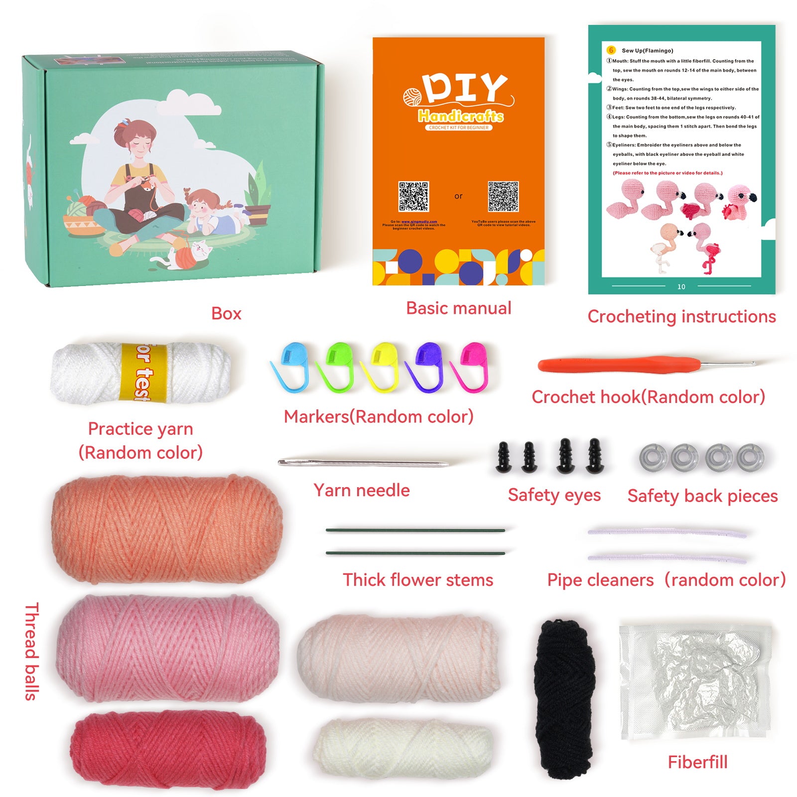 Flamingos Amigurumi DIY Crochet Kit Wizardi F07N8-M205