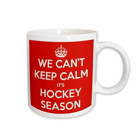 

3dRose We cant keep calm its hockey season Red and White Ceramic Mug 15-ounce