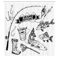 thumbnail image 3 of Ambesonne Fish Shower Curtain, Hand Drawn Animals, 69"Wx84"L, Black White, 3 of 5