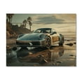 thumbnail image 3 of Designart "Beach Phtotography German Car art painting II" Nautical & Beach Print on Natural Pine Wood, 3 of 5