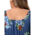 thumbnail image 5 of DARING DIVA Women's Plus Sweetheart Neck Long Sleeve Floral Blouse 1X Blue, 5 of 5