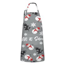 Gray Christmas Snowman Apron-Garden Aprons for Women with Pockets-Cotton Linen Waterproof Kitchen Cooking Gardening Aprons Adjustable for Kitchen,Cooking,BBQ and Salon 32"x27"