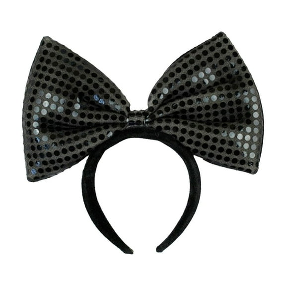 SIYTUAU Black Sparkly Hair Headband With Big Bow Plastic Construction 9.84X6.3X1.18 Inches For Princess Parties And Photos Hairband Headband Black