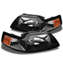 AKKON - For Ford Mustang OE Replacement Black Headlights Driver/Passenger Head Lamps