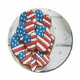 thumbnail image 1 of 4th of July Mouse Pad for Computers, American Flag Designed Patriotic Cookies on Wooden Table Image, Round Non-Slip Thick Rubber Modern Mousepad, 8" Round, Pale Taupe and Multicolor, by Ambesonne, 1 of 2