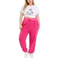 thumbnail image 2 of MODA NOVA Juniors' Plus Yoga Loose Casual Drawstring Harem Jogger Pant Rose 21, 2 of 5