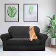 thumbnail image 2 of Latest Checkered 3 Pieces Couch Covers for 2 Cushion Couch High Stretch Thickened Love Seat Sofa Cover for Dogs Pets Anti Slip Elastic Loveseat Slipcover Protector (Loveseat, Black), 2 of 7