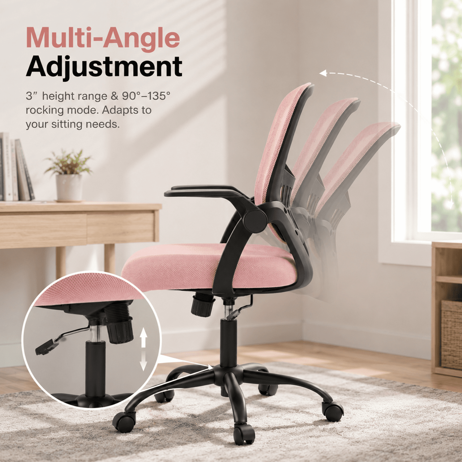 Alvantor Ergonomic Office Chair, Lumbar Support, Height Adjustable, Flip-up Armrest, Rocking Mode, 360 Swivel, Conference Room
