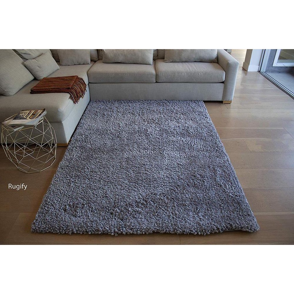5'x7' Feet Blue Silver Fluffy Fuzzy Furry Solid Shag Shaggy Area Rug