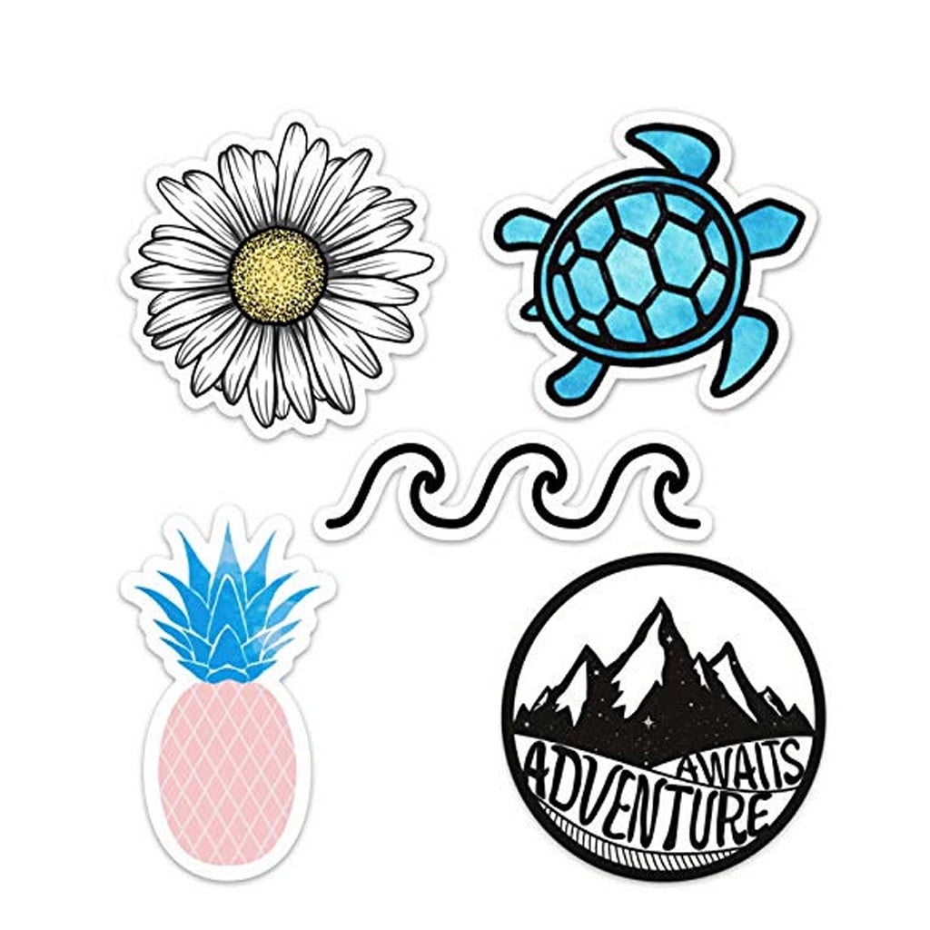 follure cute black and white vinyl laptop and water bottle decal sticker pack walmart com