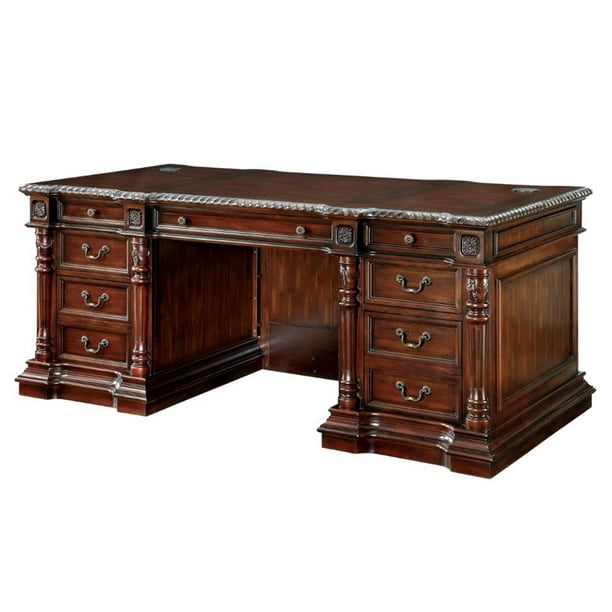 Furniture Of America Langton Traditional Executive Desk In Cherry Walmart Com Walmart Com