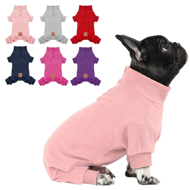 Pijama para perros con forro polar cyeollo para perros medianos, cálido e invierno, color rosa, XXL