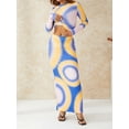 thumbnail image 5 of Franhais Women Fashion Clothes,Tie-dye Printed Crew Neck Long Sleeve Tops + High Waist Long Skirt, 5 of 9