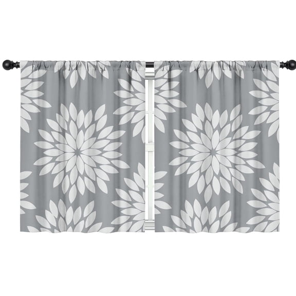 Blackout Kids Curtains,Gray and White Floral Pattern Childrens Insulated Curtains Set Of 2,Bedroom Essentials,Toddler Room Decor 42x54in(106x137cm)