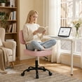 thumbnail image 3 of edx Height Adjustable Office Desk Chair, Low-Back Lumbar Support Rolling Work Swivel Task Chair with Wheels for Home Office Bedroom, Pink, 3 of 9
