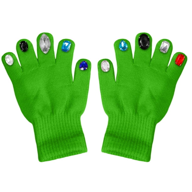 Guantes de Invierno Tejidos, Adornos de Cristal de Colores Variados, Mitones de Ganchillo de Dedo Completo con Buena Elasticidad para Niñas, Niños, Mujeres