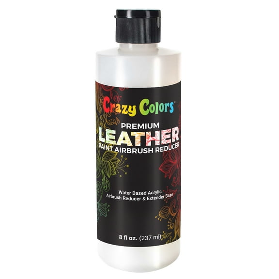 Crazy Colors Premium Leather Paint Airbrush Thinning Reducer and Extender Base, 8 oz Bottle - Thin Water-Based Acrylic Leather Paint, Improve Color Flow - Brush or Spray on Shoes, Jackets, Purses