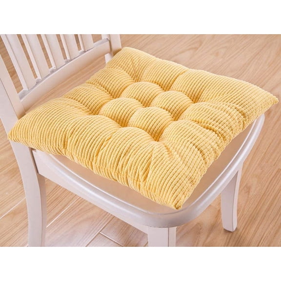 Nvzi Comfortable & Soft Seat Cushions Kitchen Dining Chair Pad with Ties (Large, Yellow)
