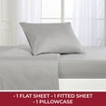 thumbnail image 2 of Mellanni 3-Piece Iconic Twin XL Bedsheet Set - Microfiber, 16" Deep Pocket, Cooling, Wrinkle, Fade, Stain Resistant, Striped Gray/Silver, 2 of 7