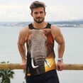 thumbnail image 6 of Uemuo Elephant Sunset in Kenya Pattern Men's Muscle Shirts Sleeveless Dry Fit Gym Workout Tank Top Lightweight Sports Tank Top Beach Tank Top, Loose-fit Sleeveless Shirt-X-Large, 6 of 7