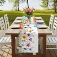 thumbnail image 4 of Colorful Flowers 70 Inch Table Runner, Watercolor Spring Botanical Floral Farmhouse Dresser Scarf Cotton & Linen Tablerunner for Dining/Kitchen Island/Holiday Party Décor 13" x 70", 4 of 9