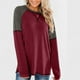 thumbnail image 2 of Top informal de costura de Color sólido con cuello redondo a la moda para mujer de manga larga de otoño e invierno Pompotops FGAJ5199, 2 of 5