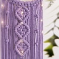 thumbnail image 3 of Boho Macrame Woven Wall Hanging for Girl, Crochet Crescent Moon Star Dream Catcher with Light, Purple Cotton Handmade Bohemian Home Decor Decoration for Kids Nursery Bedroom Dorm Room, 3 of 4