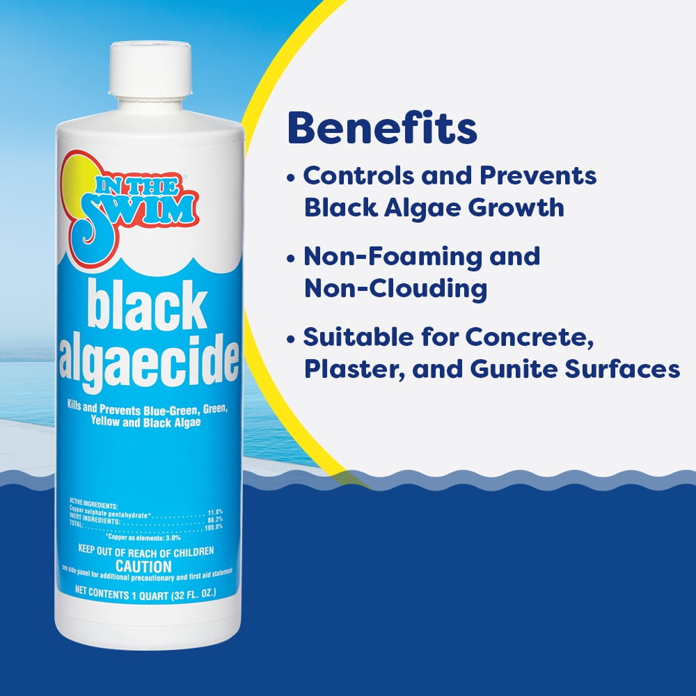 In The Swim Black Algaecide – Eradicates Black Algae in Swimming Pools - Copper Sulfate Pentahydrate - 1 Quart F050001012AE