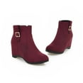 thumbnail image 4 of Suede Ankle Boots, Women's Hide Heels Booties with Belt Buckle - Fall Winter Office Work Boots, 4 of 5