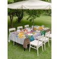 thumbnail image 4 of Outdoor Tablecloths with Umbrella Hole & Zipper, Watercolor Floral Tablecloth Rectangle 60x84 Inch, Spring Botanical Flowers Leaves Wood Grain Waterproof Table Cloth, Patio/Pool/Picnic Table Covers, 4 of 8