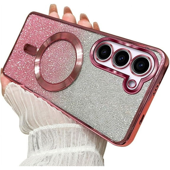 Gradient Glitter  [Compatible with MagSafe Wireless Charging] TPU Case Compatible with Samsung Galaxy Case (Galaxy S20,Pink)