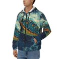 thumbnail image 3 of Uemuo Surfing Turtle for Men's Fashion Full-zip Hoodies & Sweatshirts with Kangaroo Pocket, Zip-up Hooded Sweatshirt, Moisture Wicking & Breathable-XX-Large, 3 of 5