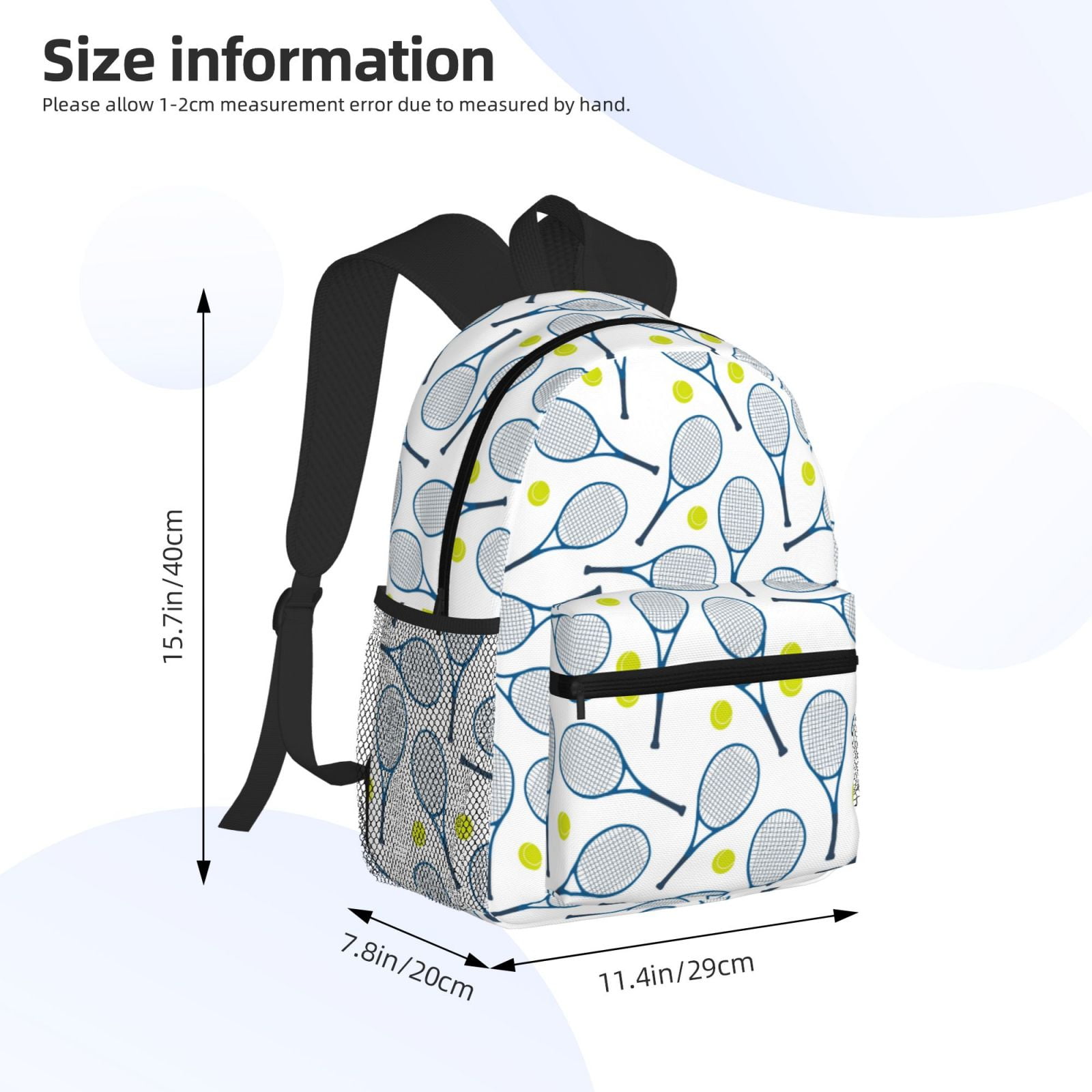 Picia Tennis Rackets And Balls Large Capacity Backpack Classic Style Backpack Casual Backpack Water-Resistant School Work Travel Outdoor Backpack