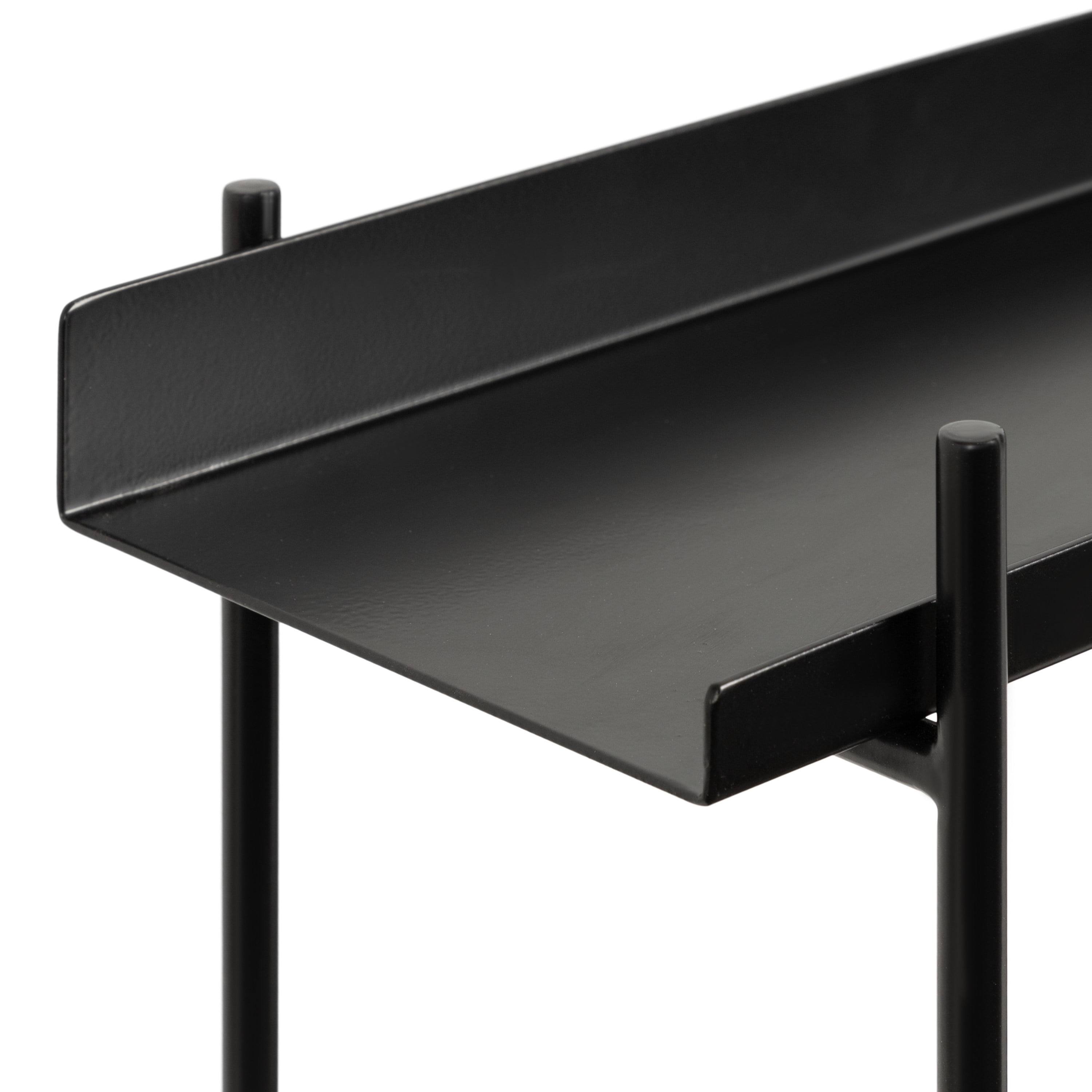 Kate and Laurel Dominic Modern Metal Bathroom Shelf, 28 x 7 x 15, Black, Contemporary Sleek 2-Tier Floating Shelves for Wall Decor, Display, and Over Toilet Storage
