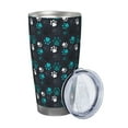 thumbnail image 2 of Picia Animal Footprints Pattern 20 oz Tumbler Stainless Steel Vacuum Insulated Coffee Ice Cup Double Wall Travel Flask Dual Lid Water Bottle, Eco-friendly Car Cup-Without Straw, 2 of 8