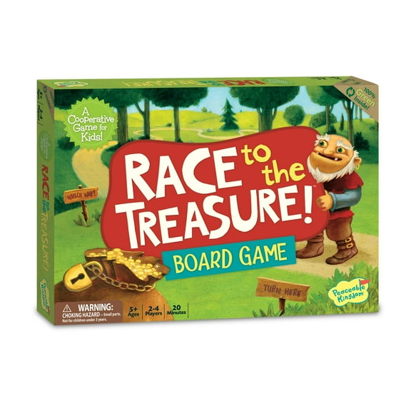 Peaceable Kingdom Race to the Treasure! Cooperative Path Building Game for 2 to 4 Kids Ages 5 and up