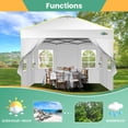 thumbnail image 5 of COBIZI 10x10 Pop Up Canopy Tent with 4 Sidewalls, One-Push Setup, Glow Strips, 3 Heights, Air Vent, Waterproof UPF 50+, Carry Bag, Sandbags, Stakes & Ropes for Outdoor Party & Beach, White, 5 of 8