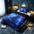thumbnail image 3 of meiyoeat Blue Lightning Dragon Twin Comforter Sets for Boys Girls Kids, Galaxt Planet Animal Bedding Set, Blue, Black Reversible, 2 Pieces, 1 Comforter and 1 Pillowcase, 3 of 6