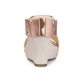 thumbnail image 2 of BLISSFUL STEP Women's Shoes Platform Wedge Cross Strap Studs Fabric Upper Open Toe Heels Sandals  Rose Gold 6, 2 of 7