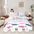 thumbnail image 3 of Erosebridal Minimalist Colorful Fishes Queen Comforter Set 3pcs For Boys Girls,Teens Japanese Style Bedding Comforter Set,Pink Teal,Lightweight Room Decor, 3 of 6