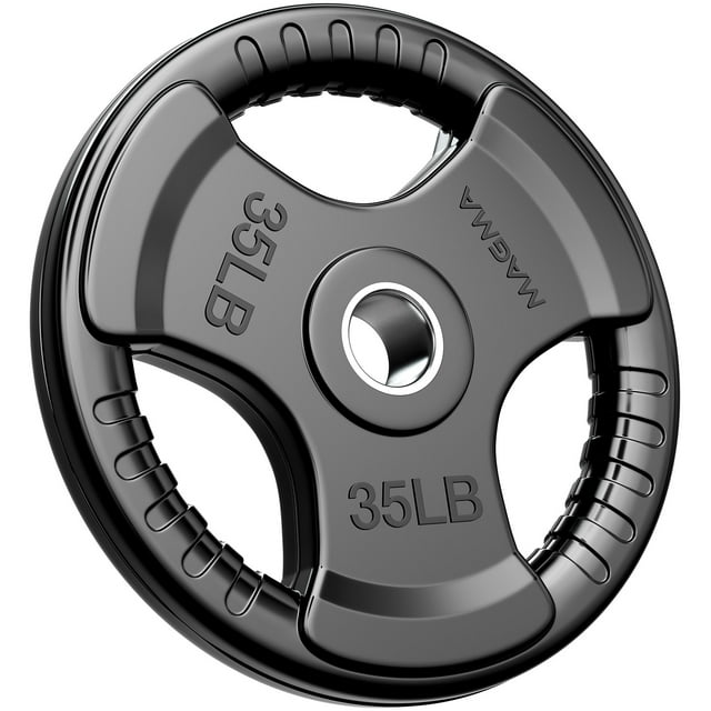 MAGMA Virgin Rubber 2-Inch Cast Iron Olympic Grip Plates, for Strength Training, Weightlifting, Muscle Toning, Weight Loss & Crossfit