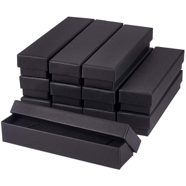 RV Paquete de 12 Joyeros de Cartón para Collares Negros Caja de Papel Kraft de 18x4,5x3cm Joyero Largo con Esponja para Exhibición de Joyas y Collares del Día de San Valentín Sailing Electrónica